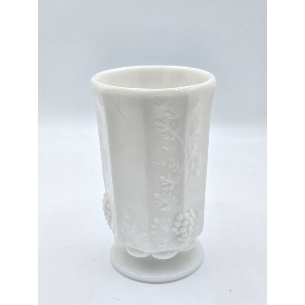 Westmoreland Milk Glass Vase with Grape and Vine Pattern